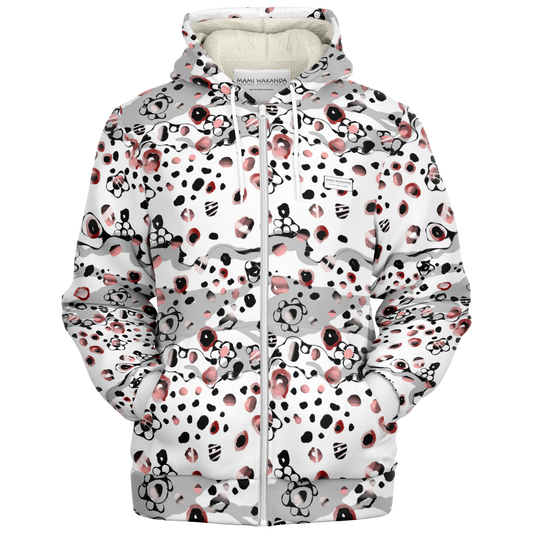 Microfleece Ziphoodie White Cheetah-Wild Aina