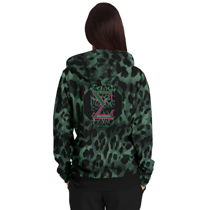 Athletic Zip-Up Hoodie-Green Sigma-Wild Aina