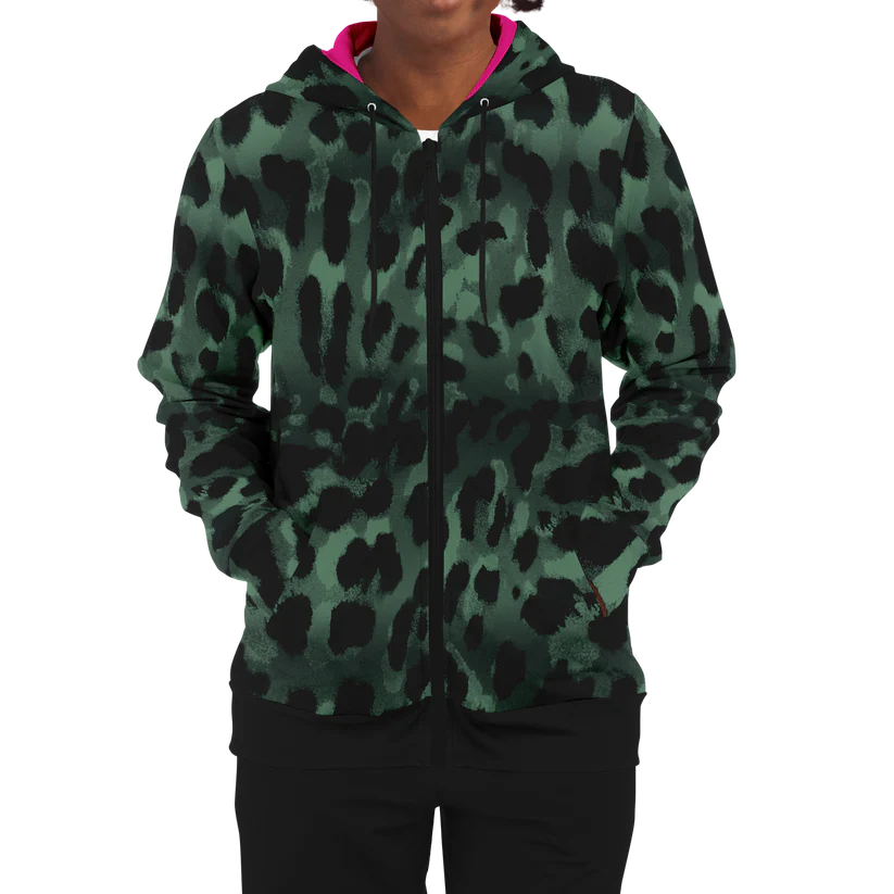 Athletic Zip-Up Hoodie-Green Sigma-Wild Aina