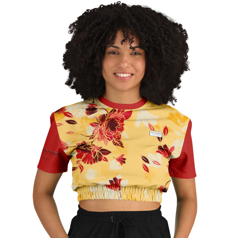 Fashion Cropped Short Sleeve Sweatshirt - Timeless Florals