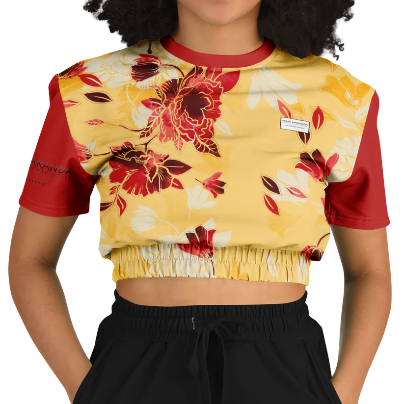 Fashion Cropped Short Sleeve Sweatshirt - Timeless Florals