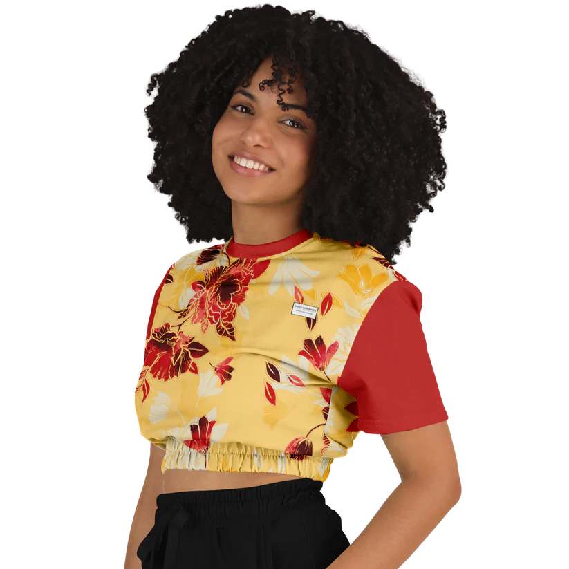 Fashion Cropped Short Sleeve Sweatshirt - Timeless Florals