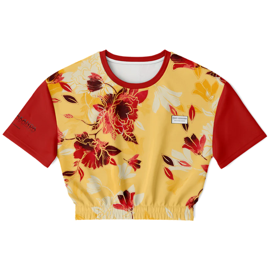 Fashion Cropped Short Sleeve Sweatshirt - Timeless Florals