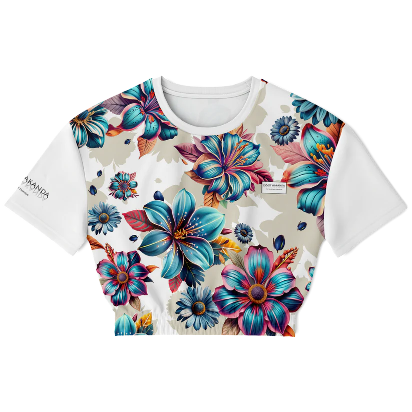 Fashion Cropped Sweatshirt Blue Lagoon-Timeless Florals