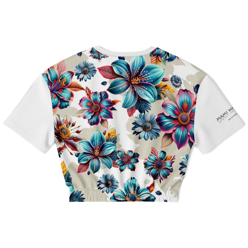 Fashion Cropped Sweatshirt Blue Lagoon-Timeless Florals