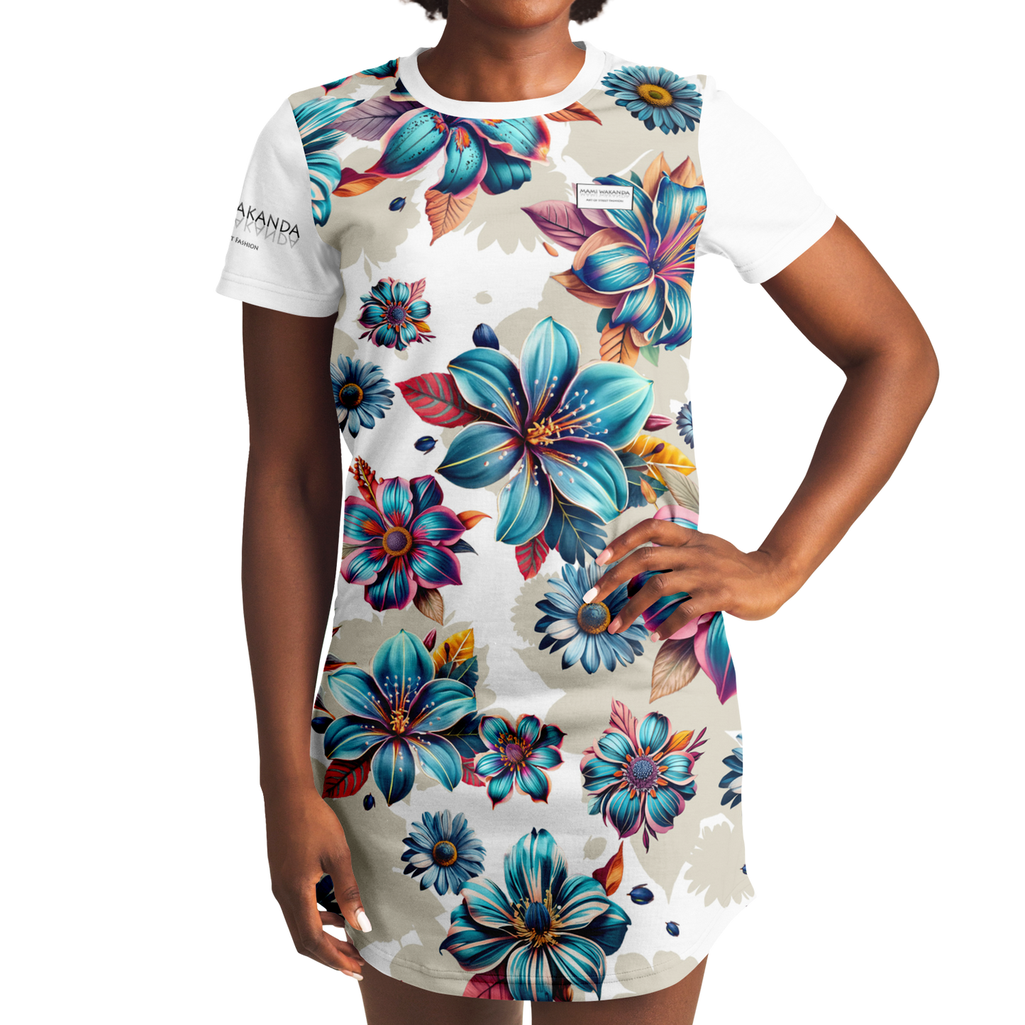 T-Shirt-Dress-Blue-lagoon-Timeless-Florals-gang-street-style-fashion 6