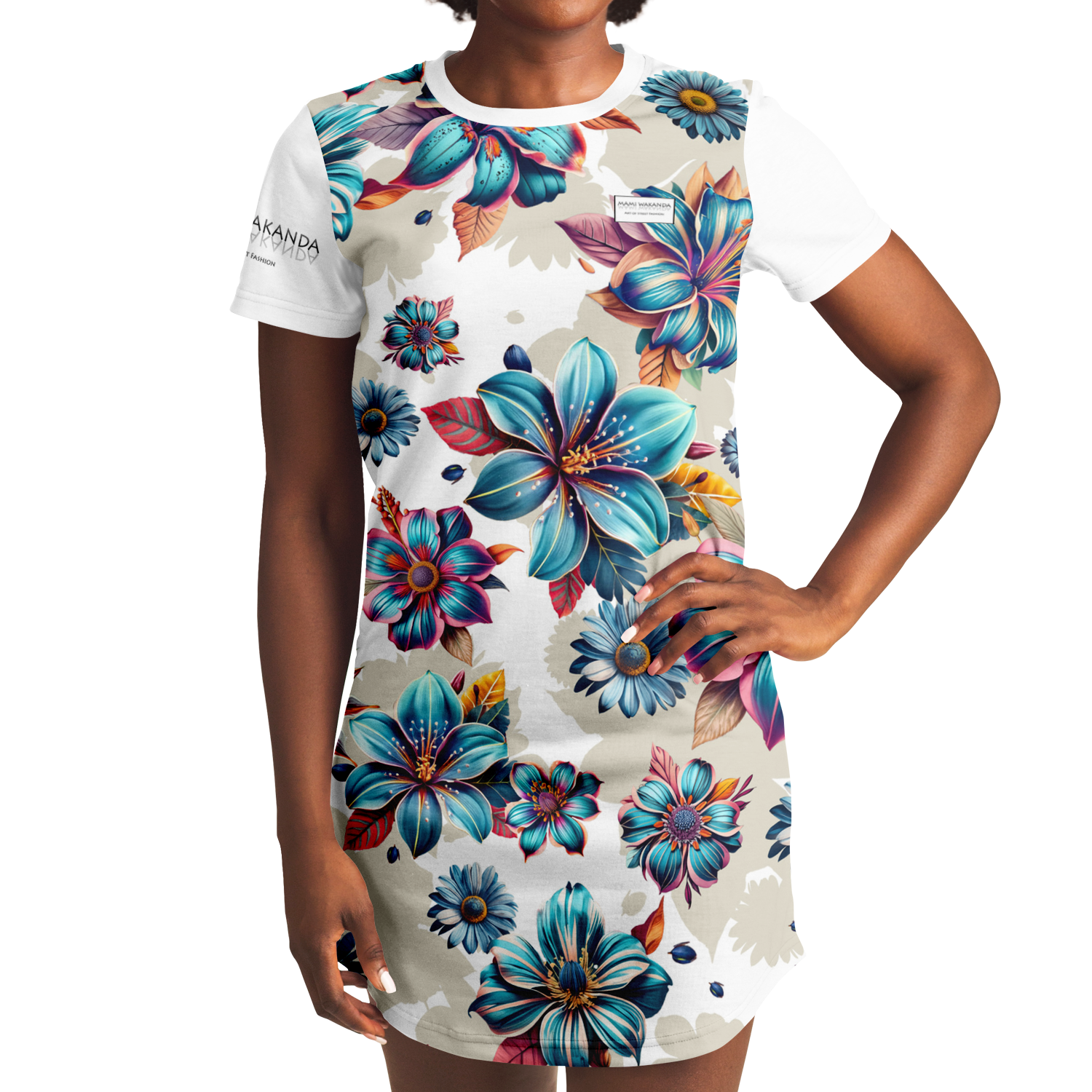 T-Shirt-Dress-Blue-lagoon-Timeless-Florals-gang-street-style-fashion 6