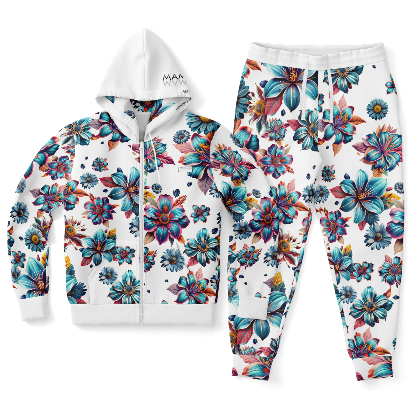 Fashion Ziphoodie & Jogger  Blue lagoon-Timeless Flowers